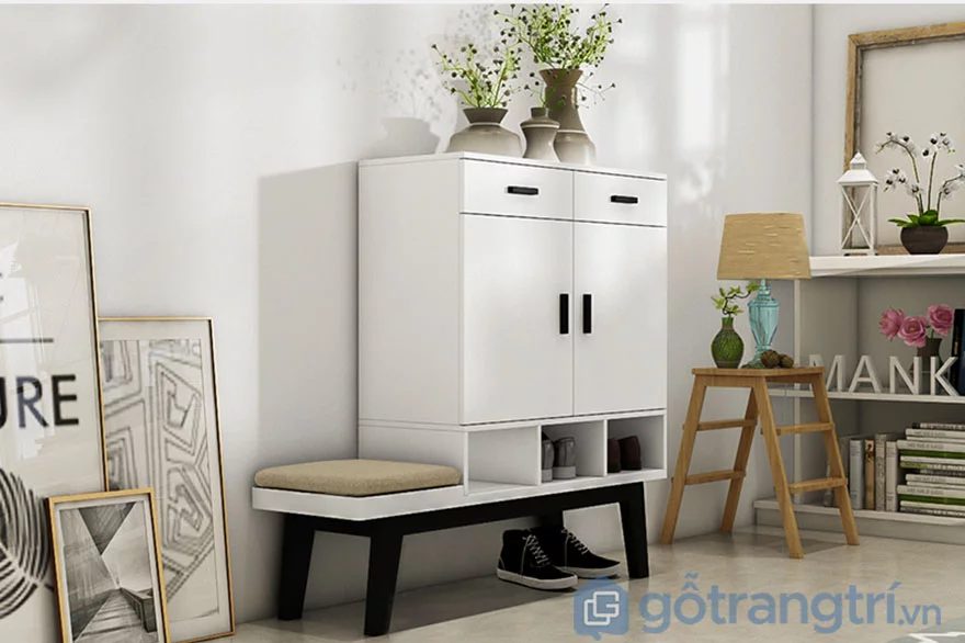 tủ giày gỗ 2 cánh