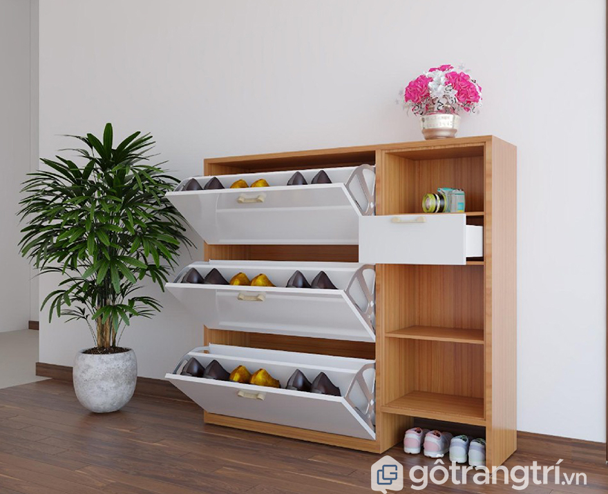 Mẫu tủ giày hiện đại gỗ công nghiệp