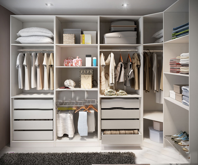 thiết kế phòng ngủ với tủ âm tường