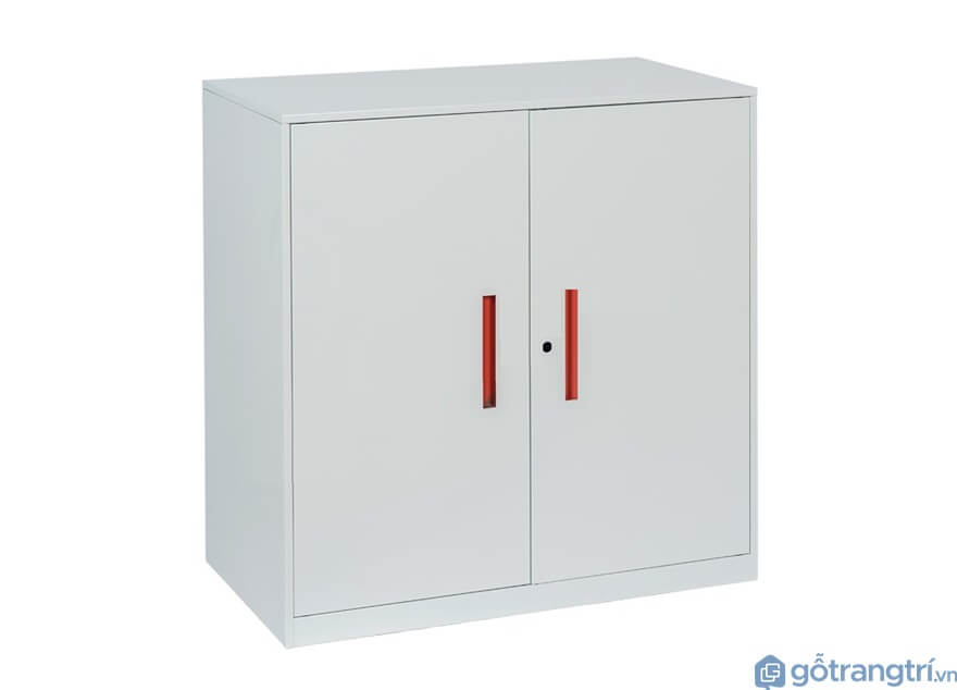 Tủ tài liệu thấp bằng sắt 2 ngăn có khóa - Mẫu 02