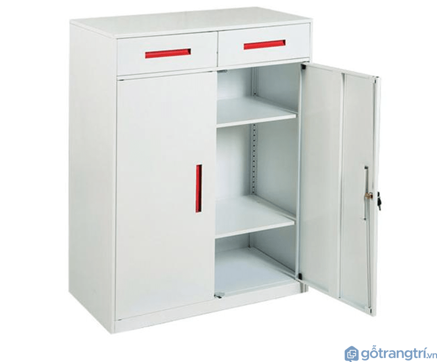 Tủ tài liệu thấp bằng sắt 3 ngăn có khóa - Mẫu 01