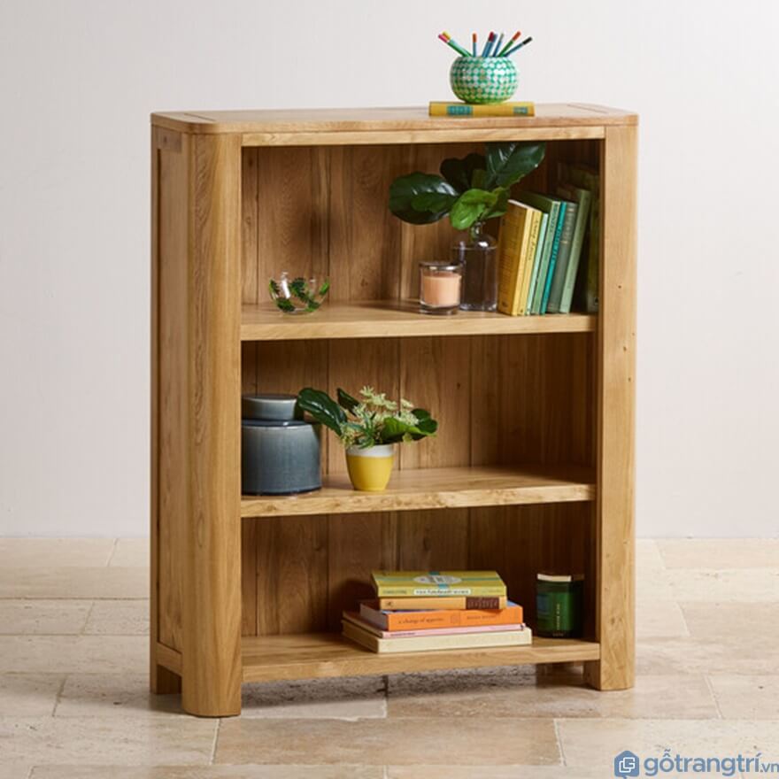 Tủ tài liệu thấp bằng gỗ tự nhiên có ngăn kéo - Mẫu 03