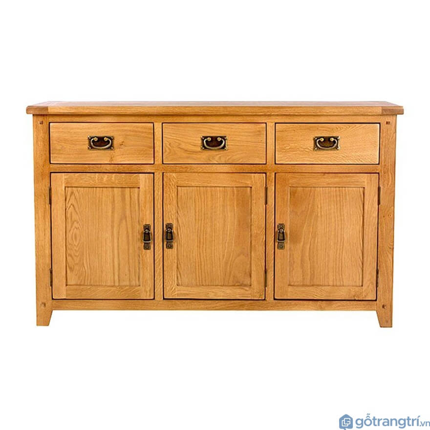 Tủ tài liệu thấp bằng gỗ tự nhiên có ngăn kéo - Mẫu 02