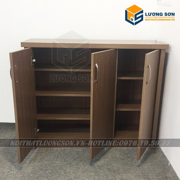 Hình ảnh bên trong khi mở cánh Tủ giày 3 cánh màu nâu - TG08