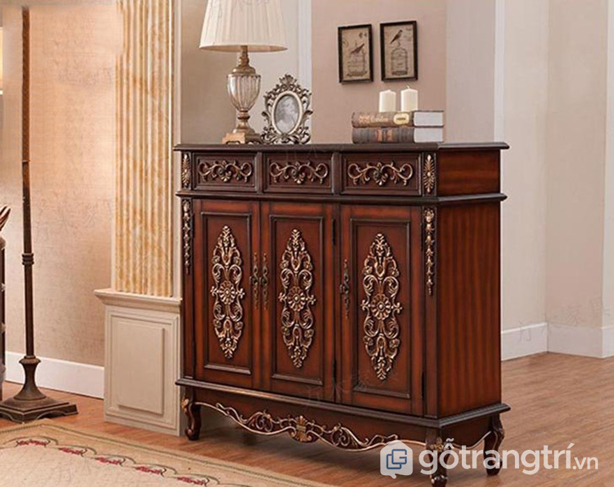 Tủ giày tân cổ điển gỗ