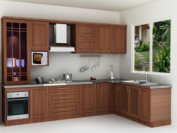 tủ bếp gỗ veneer xoan đào