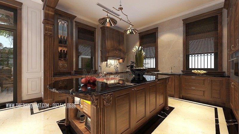 Tủ bếp đẹp cho biệt thự tân cổ điển