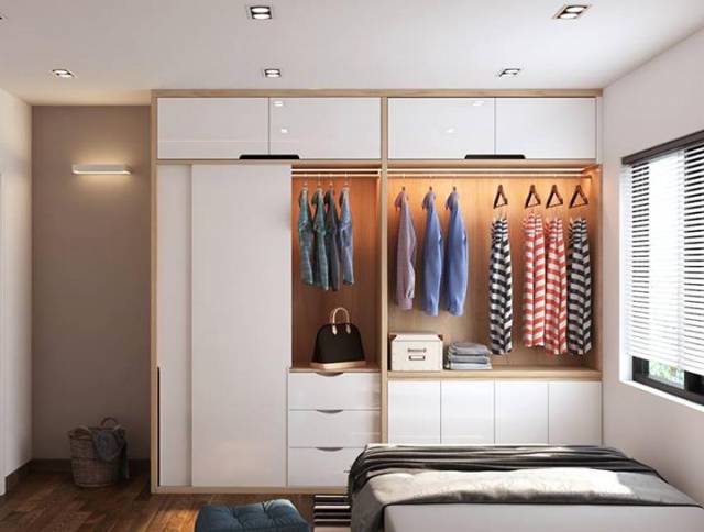 Tủ quần áo 2 buồng sẽ không chật chội nếu biết cách sắp xếp quần áo