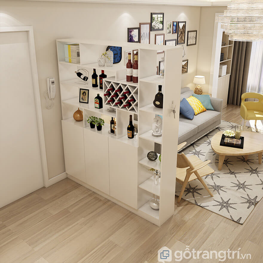 Mẫu tủ rượu làm vách ngăn