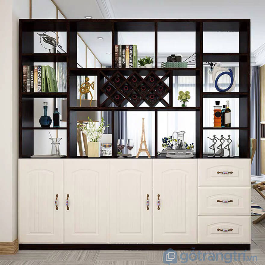 Mẫu tủ rượu làm vách ngăn