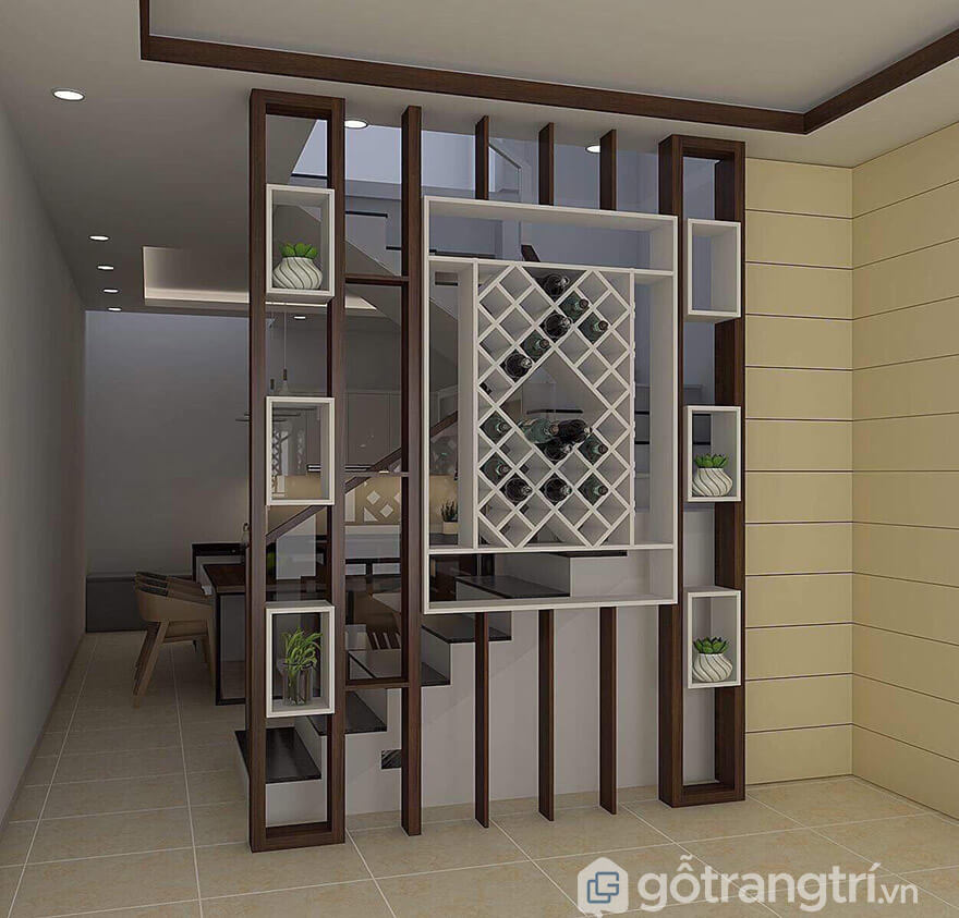 Mẫu tủ rượu làm vách ngăn
