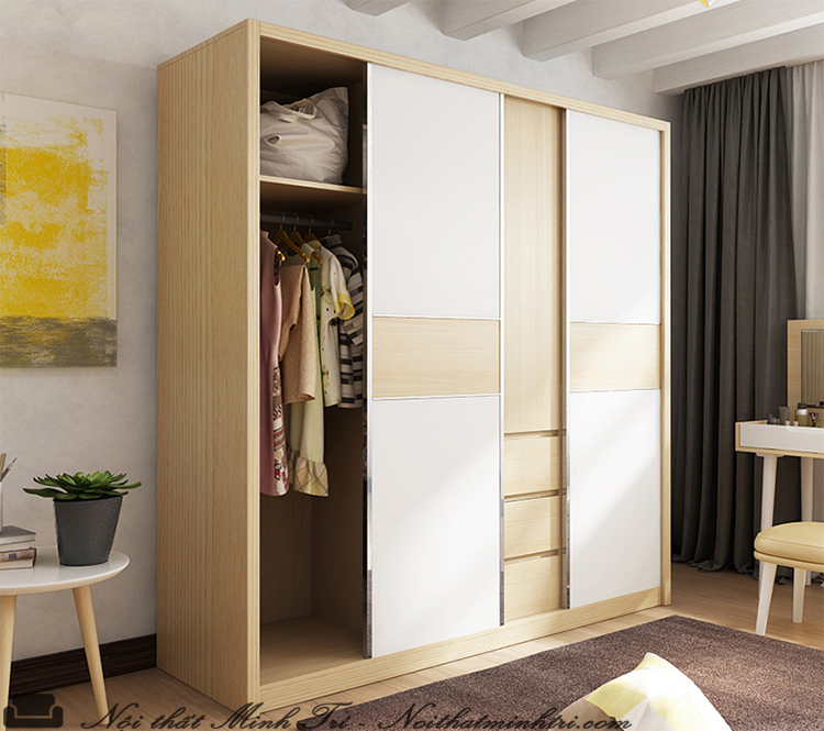 Tủ quần áo cửa lùa 3 cánh đang rất được ưa chuộng hiện nay