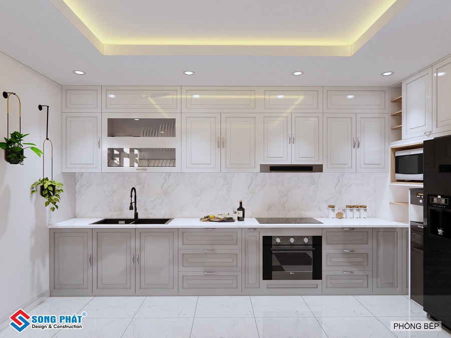 thiết kế tủ bếp kịch trần chữ I