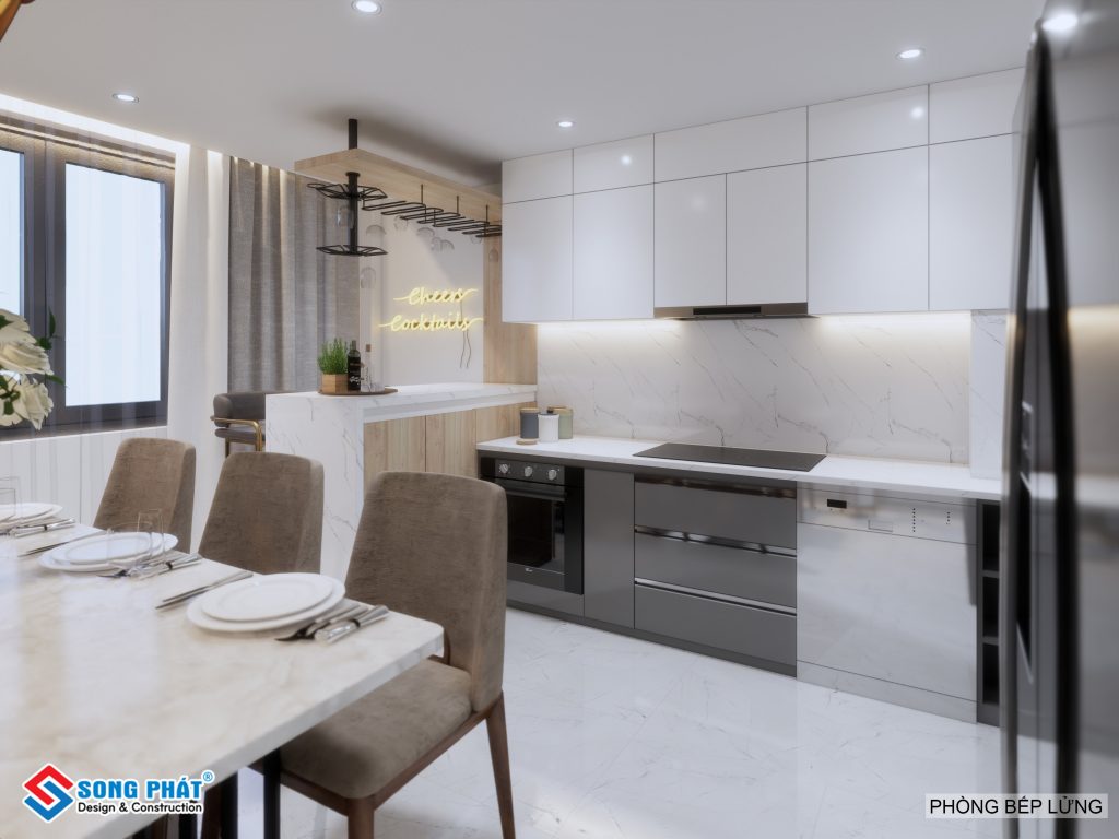 thiết kế tủ bếp kịch trần cho bếp nhỏ