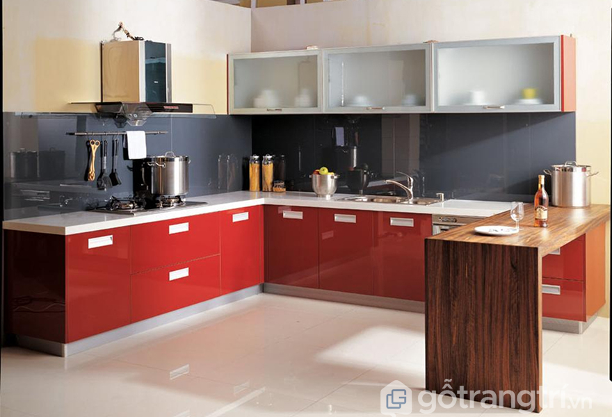 Tủ bếp được thiết kế cho căn hộ chung cư