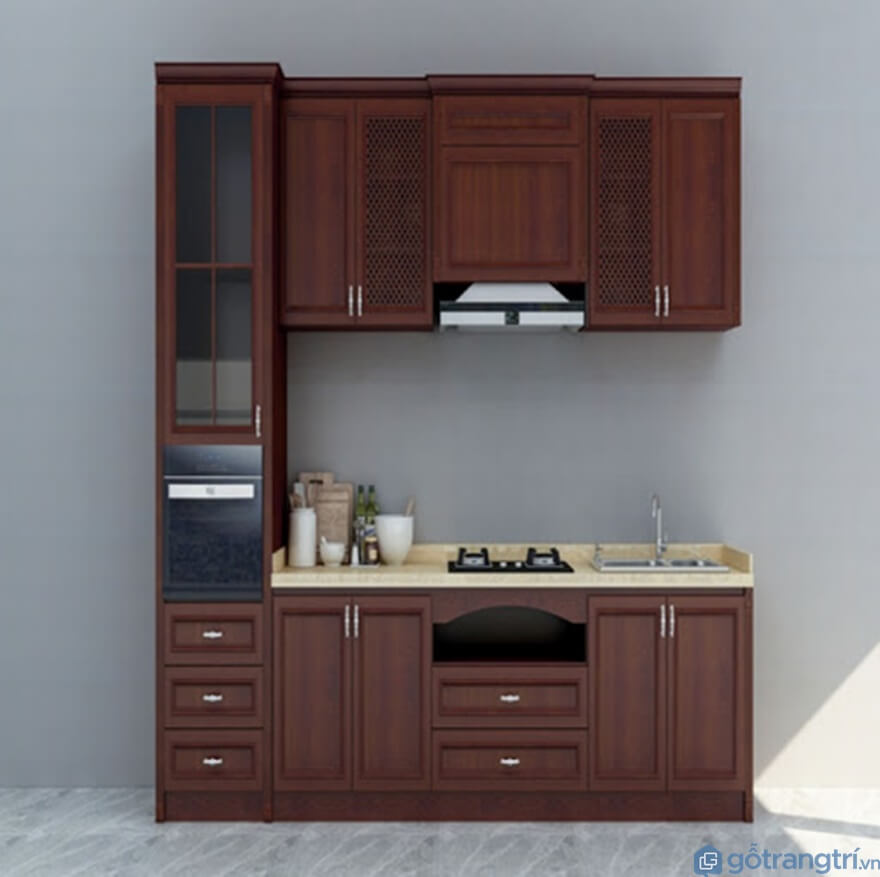 Tủ bếp laminate màu nâu- Ảnh: Internet