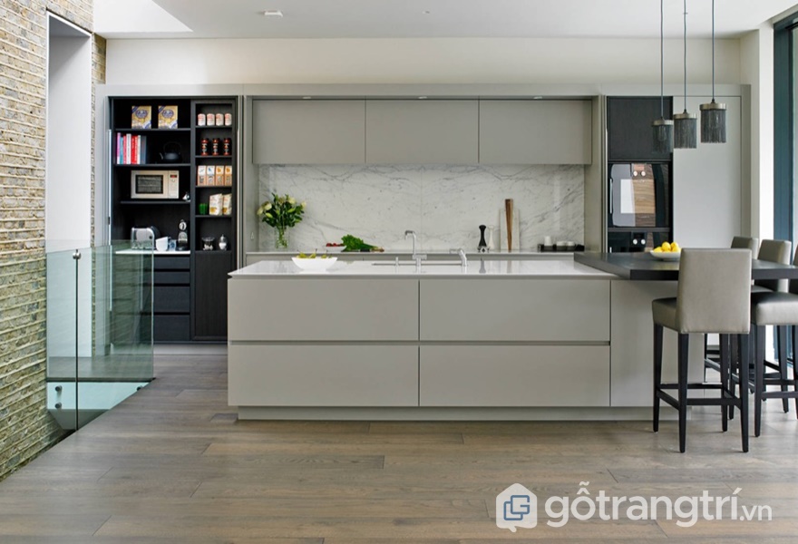 Tủ bếp laminate theo phong cách color heading - ảnh internet
