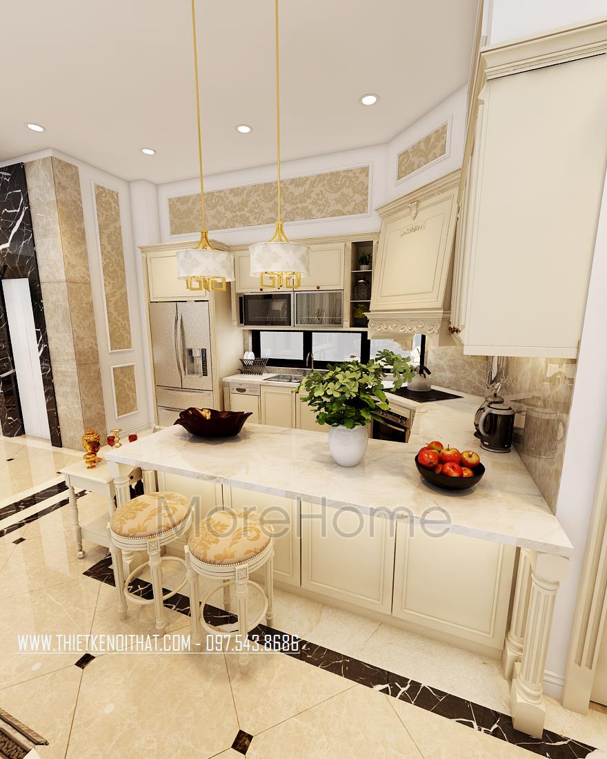 Tủ bếp tân cổ điển - sang trọng và cuốn hút