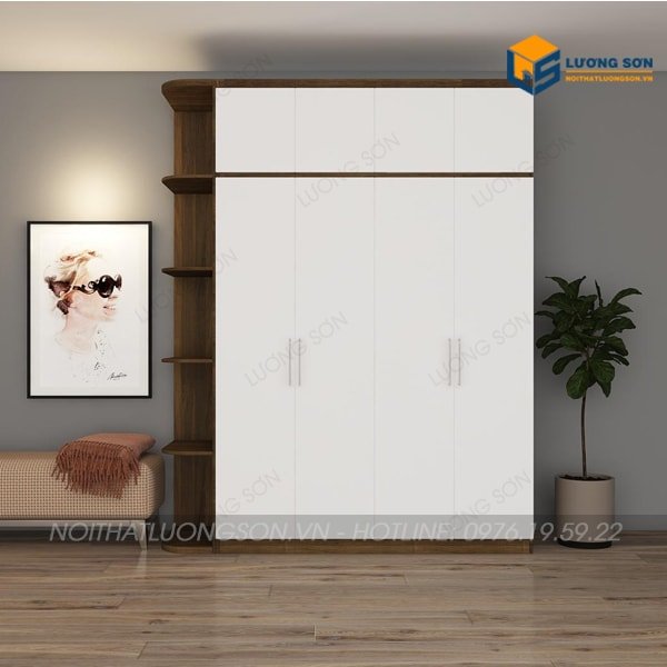 Mẫu tủ quần áo có kệ đang được nhiều khách hàng săn lùng