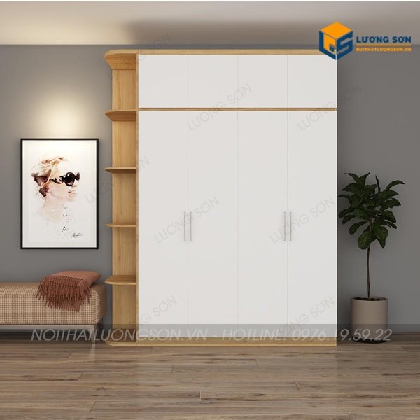 Tủ quần áo 2 tầng có) kệ trang trí tại Lương Sơn