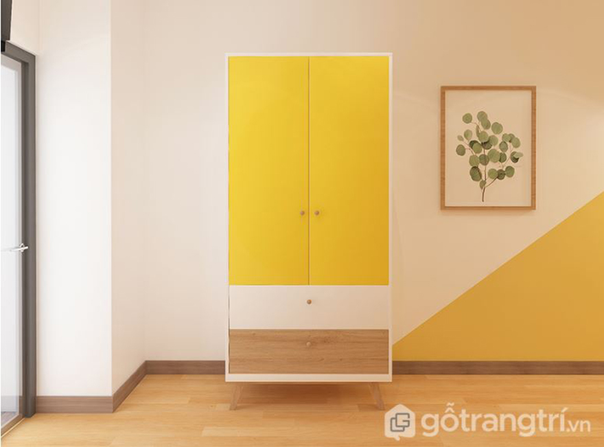 Tủ quần áo bằng gỗ cho bé thiết kế đơn giản