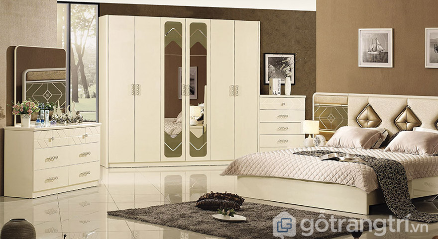 Tủ quần áo màu trắng cổ điển Châu Âu