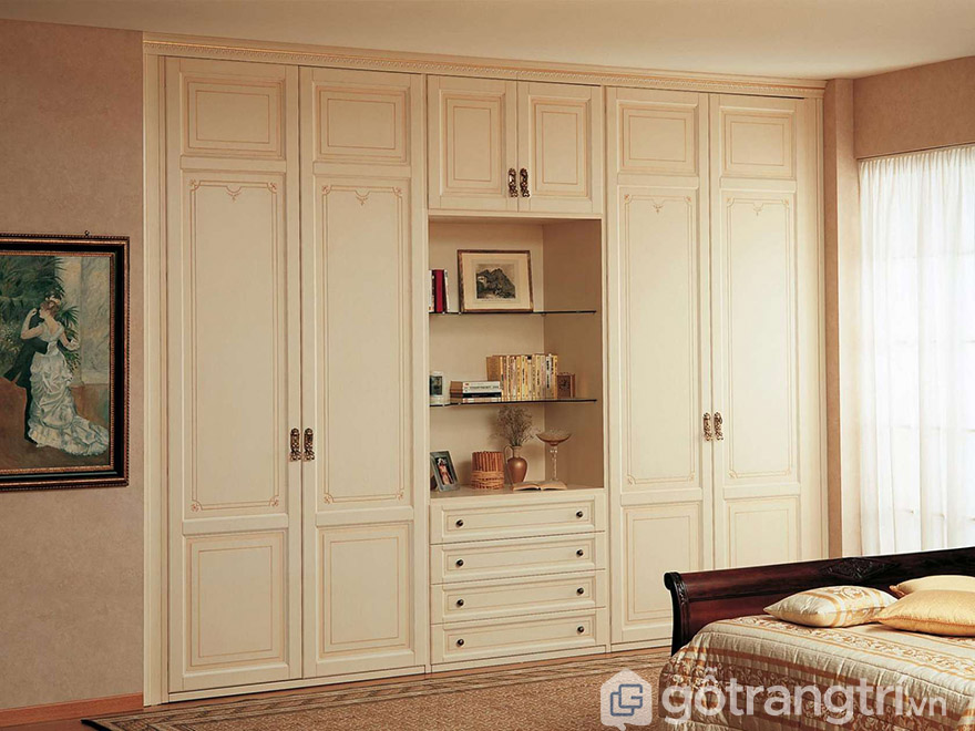 Tủ quần áo màu trắng cổ điển Châu Âu