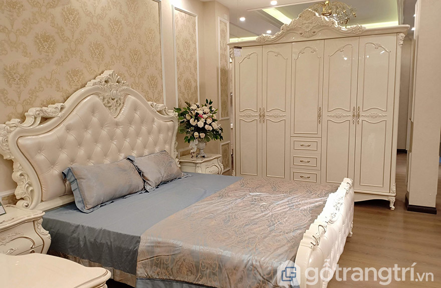 tủ quần áo màu trắng cổ điển Châu Âu