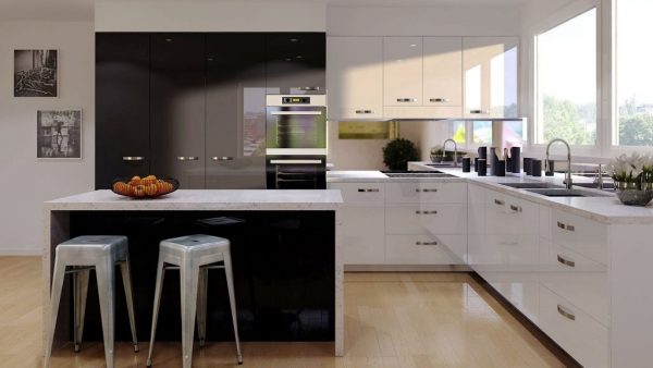 Tủ bếp acrylic được làm từ chất liệu thân thiện với môi trường