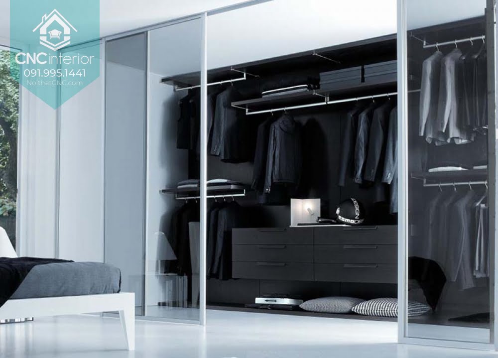 Mẫu tủ quần áo âm tường đẹp cửa kính trong suốt Mẫu tủ quần áo âm tường đẹp 5