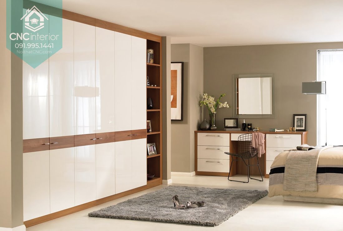 Mẫu tủ quần áo âm tường đẹp bằng gỗ công nghiệp Mẫu tủ quần áo âm tường đẹp 4