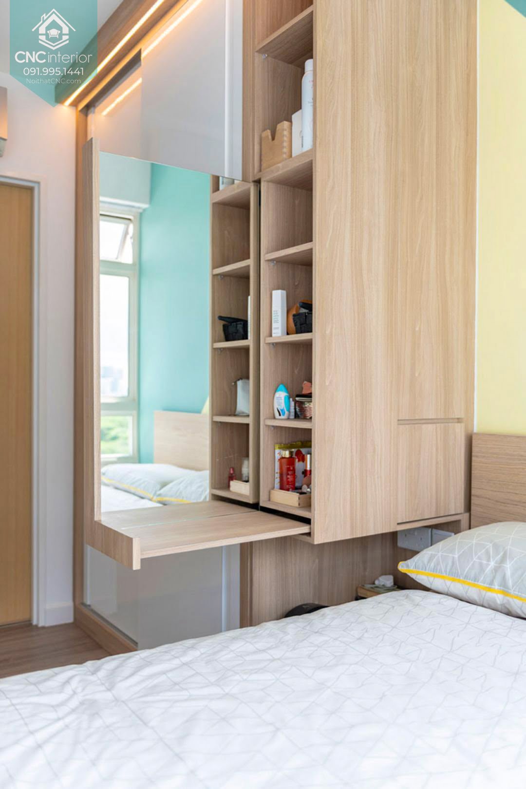 Tủ quần áo kết hợp bàn trang điểm thiết kế thông minh Tủ quần áo kết hợp bàn trang điểm 6