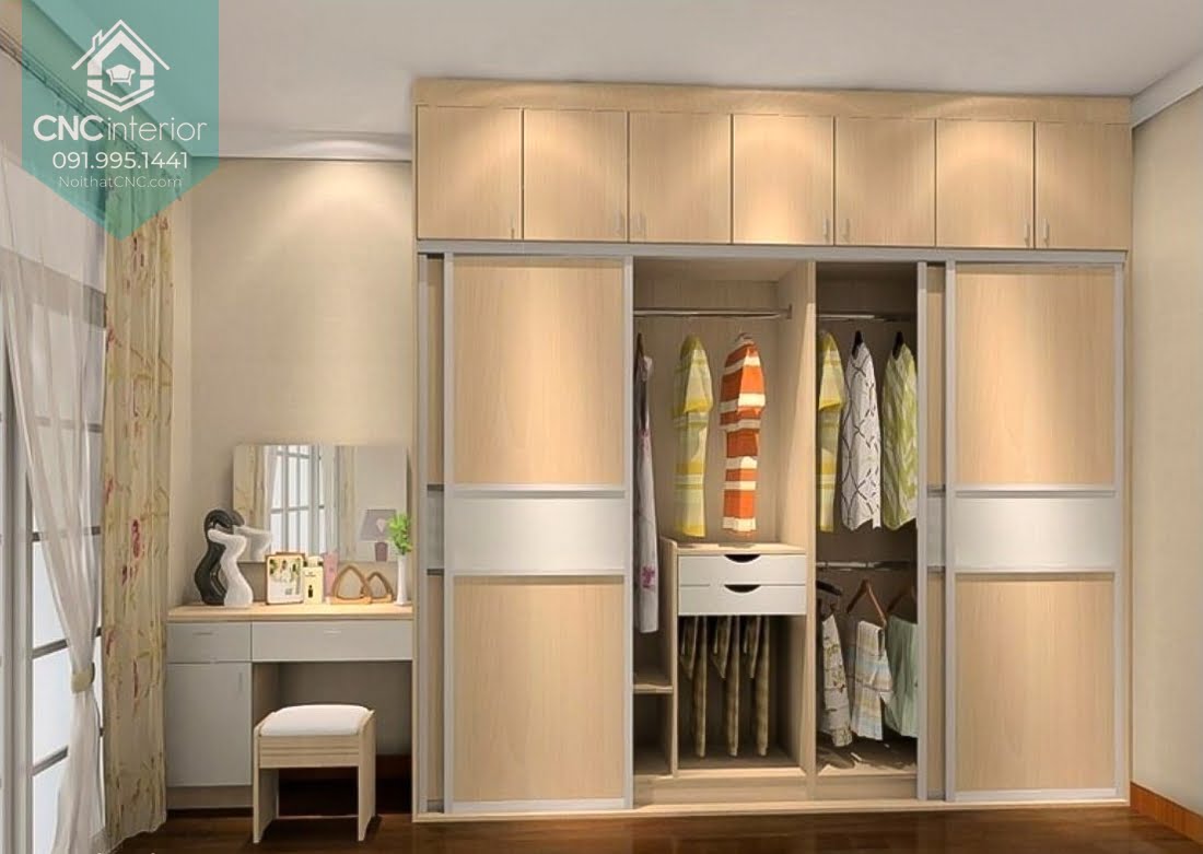 Tủ quần áo kết hợp bàn trang điểm bằng gỗ công nghiệp Tủ quần áo kết hợp bàn trang điểm 8