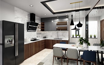 Thiết kế tủ bếp đẹp cho nhà phố hiện đại thêm tiện nghi