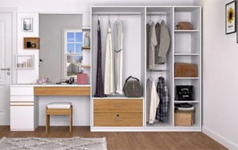 Tủ quần áo kết hợp bàn trang điểm đẹp ấn tượng cho phòng ngủ